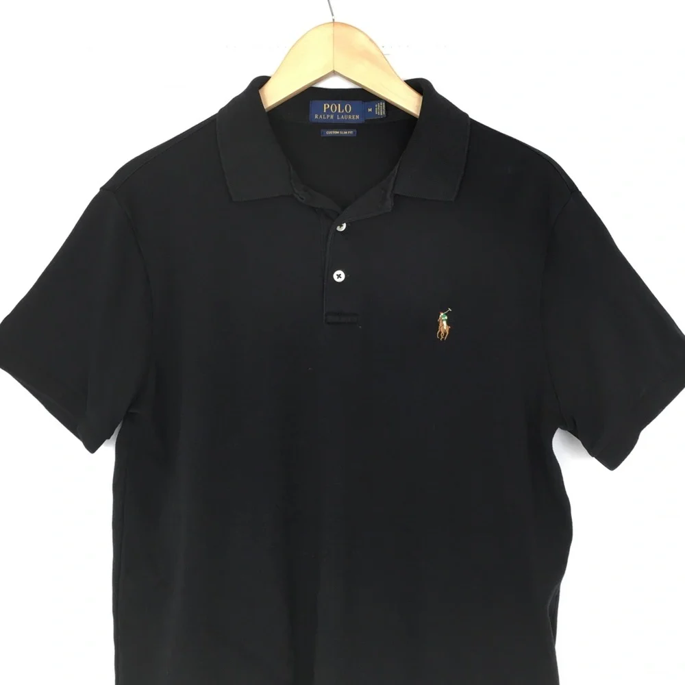 Polo Ralph Lauren Custom Slim Fit Polo Shirt Men's M Black Embroidered Pony Logo